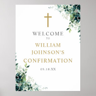 Floral Greenery Elegant Confirmation Welcome Sign