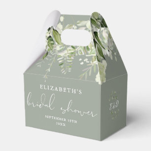 Floral Greenery Elegant Sage Green Bridal Shower Favour Box