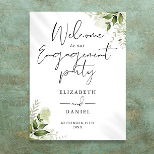 Floral Greenery Engagement Party Welcome Sign