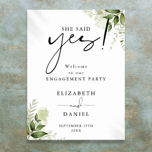 Floral Greenery Engagement Party Welcome Sign