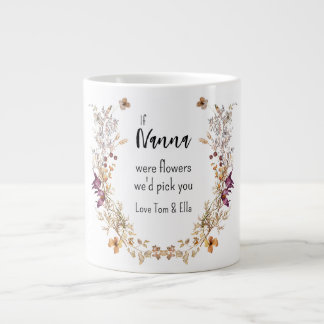 Floral Greenery Grandma Grandkids Names   Large Coffee Mug