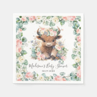 Floral Greenery Highland Cow Baby Shower Birthday