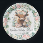 Floral Greenery Highland Cow Baby Shower Birthday Paper Plate<br><div class="desc">Co-ordinate your party with these chic floral greenery highland cow paper plates. Featuring rustic watercolor pink flowers, eucalyptus leaves and a cute baby highland cow. Personalise it with your own wordings easily and quickly, simply press the customise it button to further re-arrange and format the style and placement of the...</div>