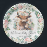 Floral Greenery Highland Cow Baby Shower Birthday Paper Plate<br><div class="desc">Co-ordinate your party with these chic floral greenery highland cow paper plates. Featuring rustic watercolor pink flowers, eucalyptus leaves and a cute baby highland cow. Personalise it with your own wordings easily and quickly, simply press the customise it button to further re-arrange and format the style and placement of the...</div>