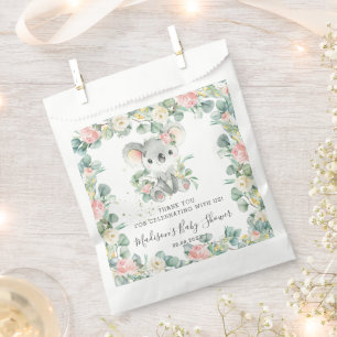 Floral Greenery Koala Baby Girl Shower Birthday Favour Bag