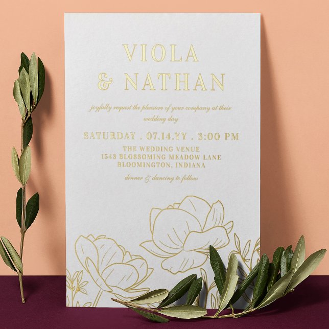 Floral Greenery Line Art White & Gold Wedding (Creator Uploaded)