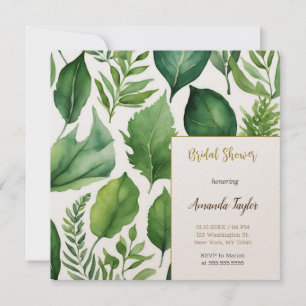 Floral Greenery Minimal Calligraphy Bridal Shower Invitation