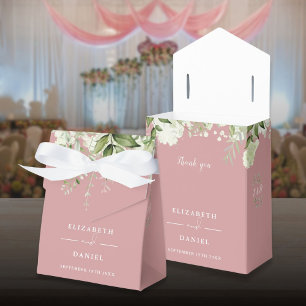 Floral Greenery Monogram Dusty Rose Wedding Favour Box