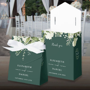 Floral Greenery Monogram Emerald Wedding Favour Box