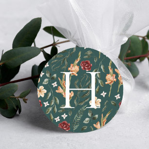 Floral Greenery   Monogram Wedding Envelope Seal
