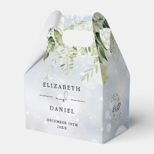 Floral Greenery Monogram Winter Wedding Favour Box