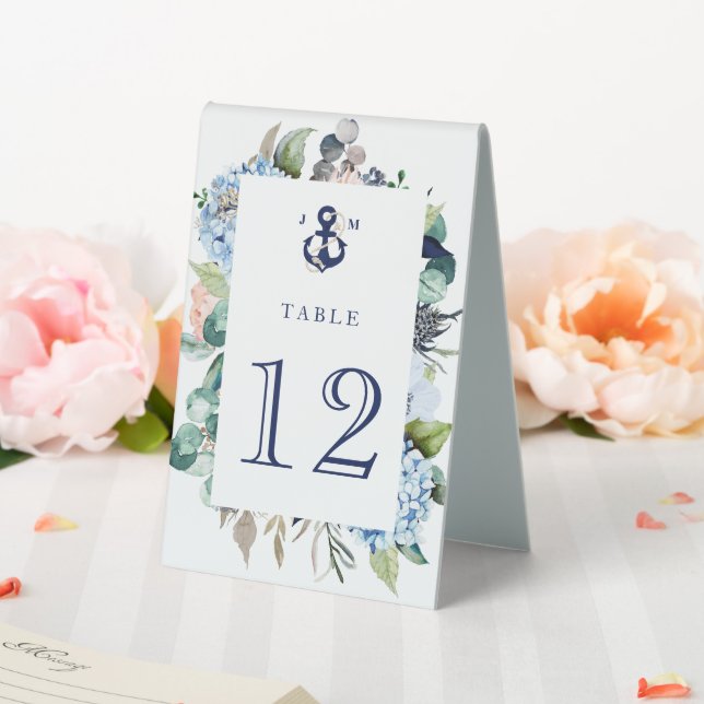 Floral Greenery Navy Anchor Monogram Beach Wedding (In SItu (Wedding))