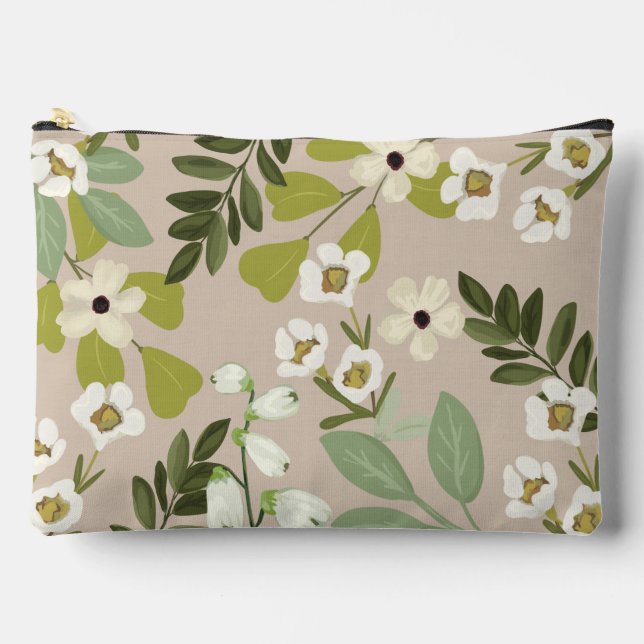 Floral Greenery Patterns Modern Accessory Pouch (Front)