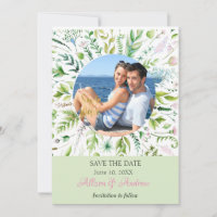 Floral Greenery Photo Save the Date