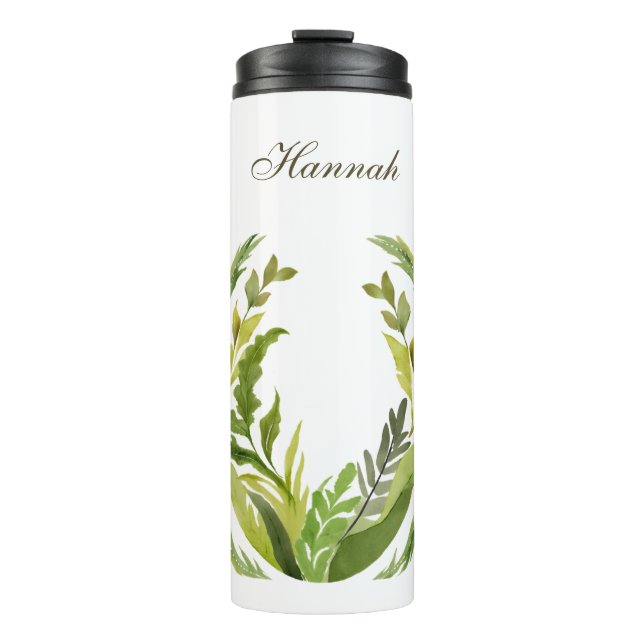 Floral Greenery Professional Trendy Minimalist Thermal Tumbler (Front)