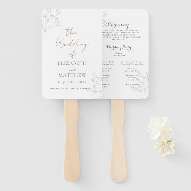 Floral Greenery Program Hand Fan (Front and Back)
