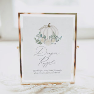 Floral Greenery Pumpkin Baby Shower Diaper Raffle Poster