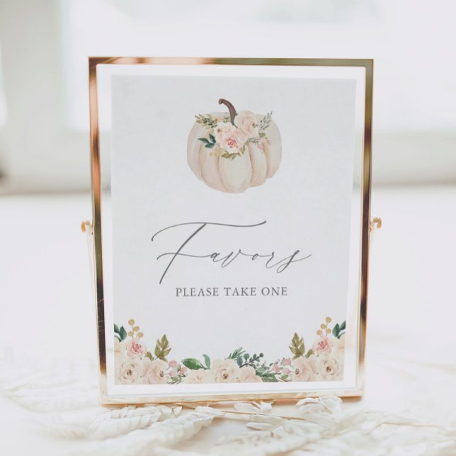 Floral Greenery Pumpkin Baby Shower Favours Sign (Creator Uploaded)