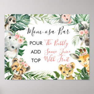 Floral Greenery Safari Baby Shower Mom-osa Sign