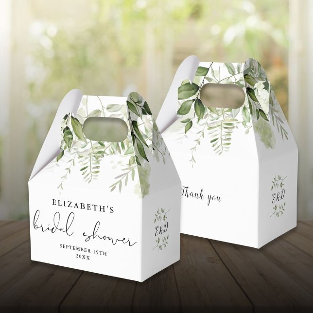 Floral Greenery Script Bridal Shower Favour Box (Floral Greenery Script Bridal Shower Favor Boxes)