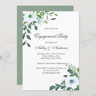 Floral Greenery Summer Engagement Party Invitation