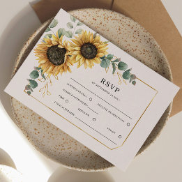 Floral Greenery Sunflower Wedding RSVP Card