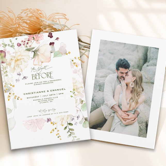 Floral Greenery The Night Before Rehearsal Dinner Invitation (Creator Uploaded)