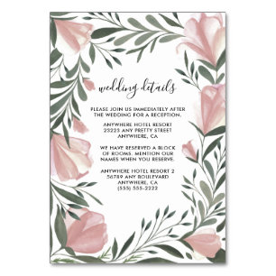 Floral Greenery Vintage Pink Wedding Insert Cards