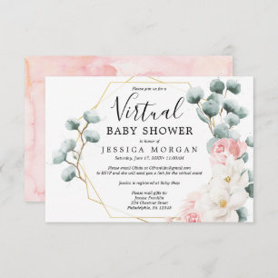 Floral Greenery Virtual Baby Shower Invitation