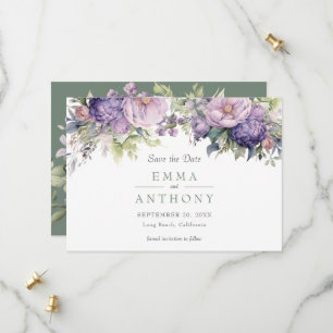 Floral Greenery Watercolor Lavender Sage Wedding Save The Date