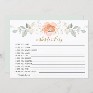 Floral, greenery Wishes for Baby Shower Game Invitation