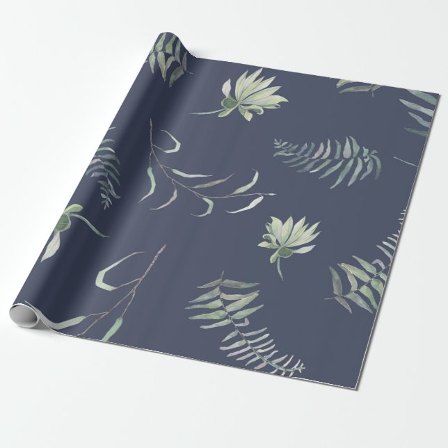 Floral Greenery Wrapping Paper (Unrolled)