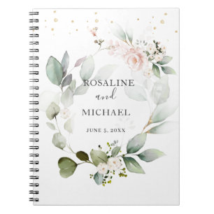 Floral Greenery Wreath Wedding Notebook