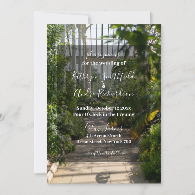 Floral Greenhouse Wedding Invitation (Front)