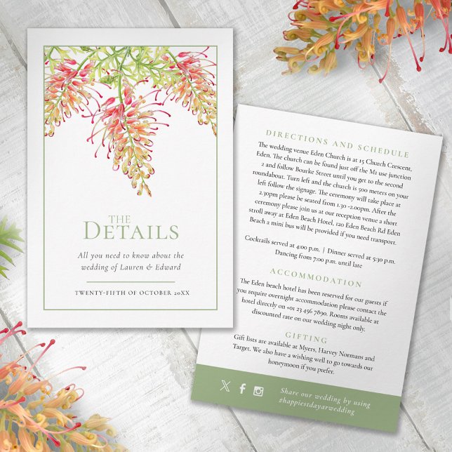 Floral Grevillea Loopy Lou art wedding details Enclosure Card (Creator Uploaded)