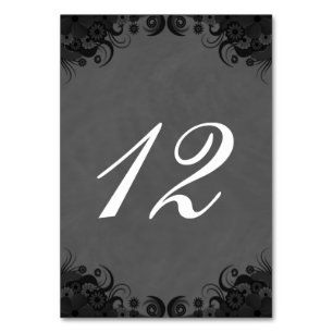 Floral Grey and Black Reception Table Number Cards