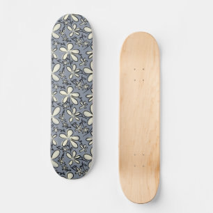 Floral Grey and Cream flower pattern Skateboard