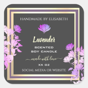 Floral Grey and Purple Product Labels Gold Effect