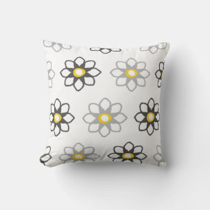 Floral Grey and Yellow Pattern / Print Cushion