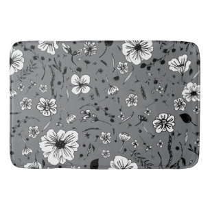 Floral Grey Bath Mat