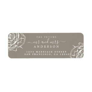 Floral Grey Future Mr Mrs Wedding Return Address Label