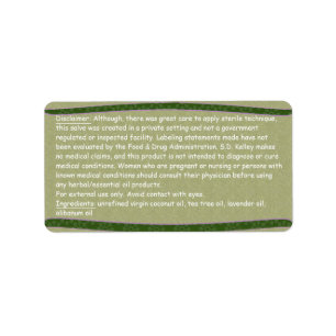 Floral & Grey Texture Ingredients/Disclaimer Label