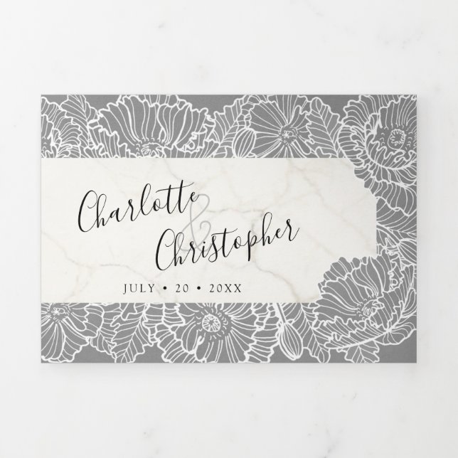 floral grey tri-fold all in one wedding (Cover)