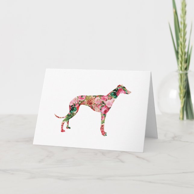 Floral Greyhound Blank Card (Front)