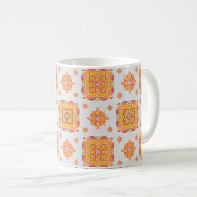 Floral Grid Ceramic Mug (Front Right)