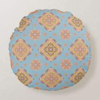 Floral Grid Round Pillow