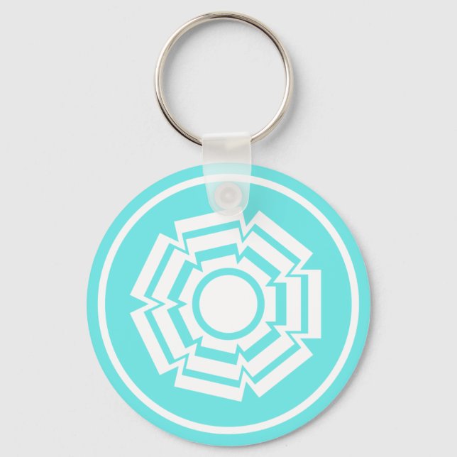 Floral Groove Keychain, Turquoise Key Ring (Front)