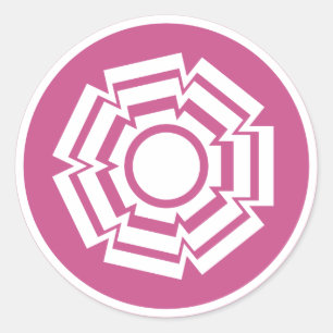 Floral Groove Stickers, Magenta Classic Round Sticker