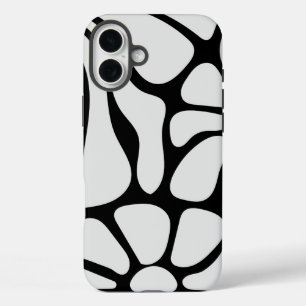 Floral Groovy Black and White iPhone 16 Plus Case