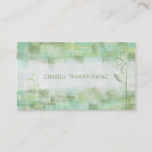 Floral Grunge Aqua & Sea Green Business Card